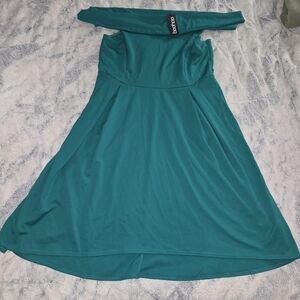 Women's Boohoo Brand Teal Off-Shoulder Midi Dress - NWT - Plus Size 22